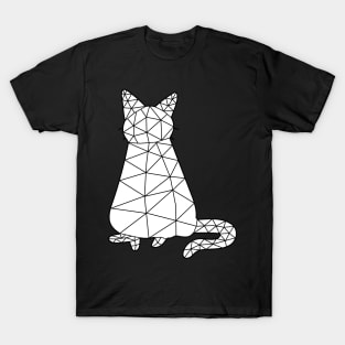 Cat sits straight showing his tail, Cat Geometric for Dark T-Shirt